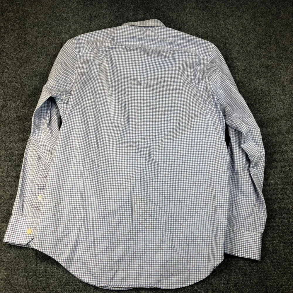 Banana Republic Mens Size Medium 15-15.5 33-34 Slim Fit Blue Gingham Dress Shirt
